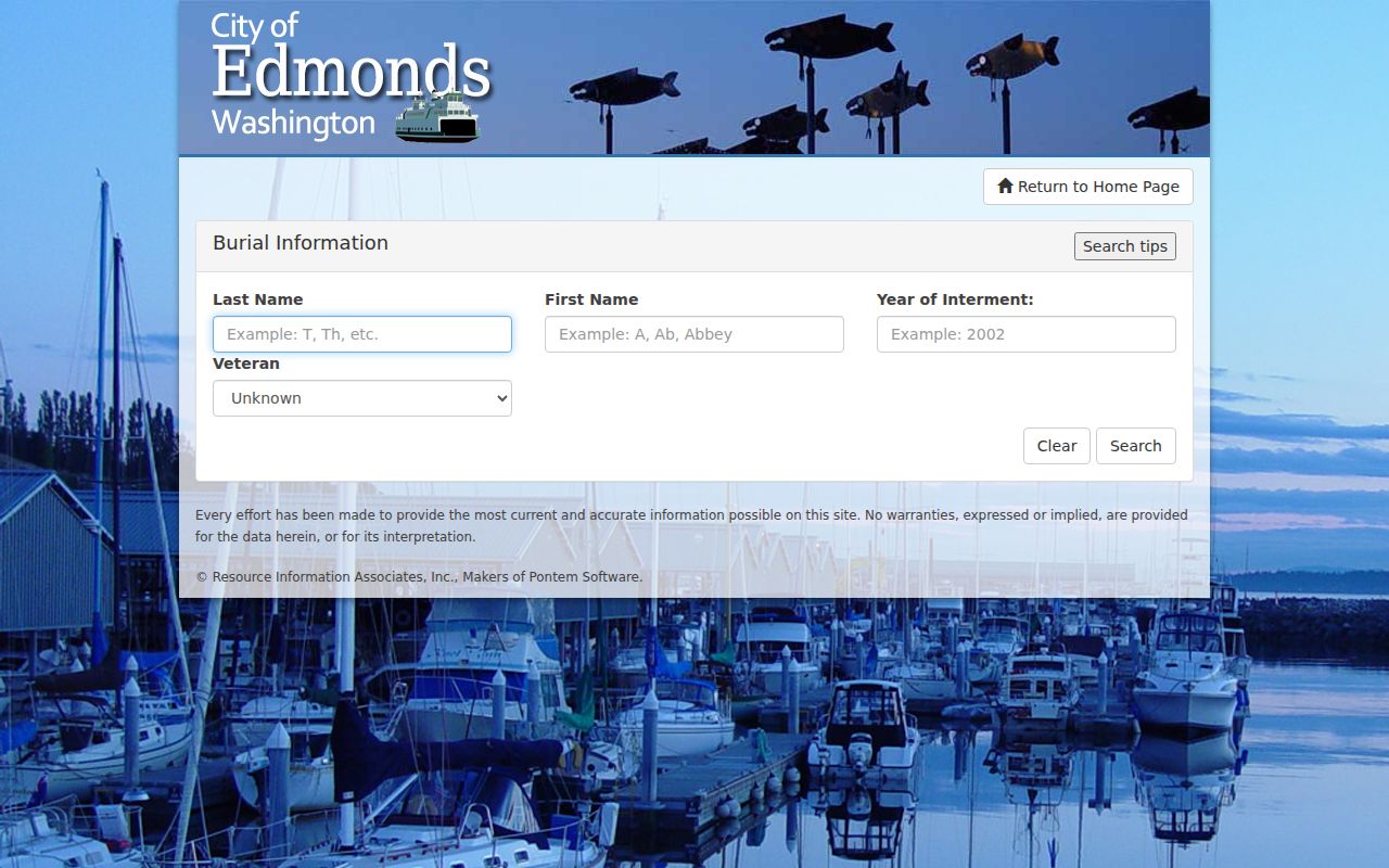 Edmonds people search in the memorial cemetery database