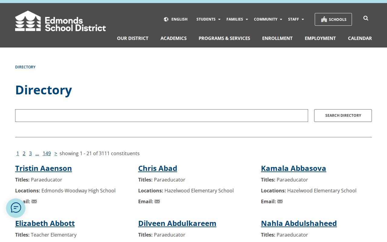 Edmonds people directories school staff keyword search